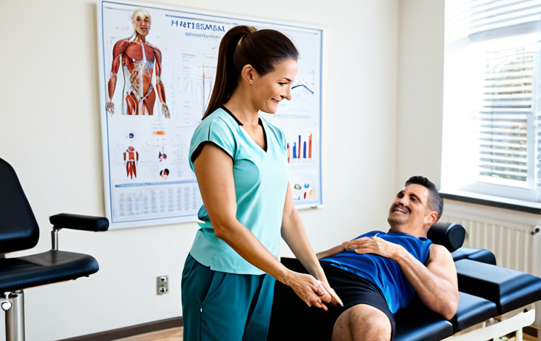 **

"A friendly physical therapist in a brightly lit clinic, demonstrating a safe and effective exercise to a fully clothed patient. The therapist is wearing professional attire, and the patient is in modest athletic wear. Background includes exercise equipment and anatomical charts. Focus on proper form and a supportive environment. Safe for work, appropriate content, perfect anatomy, natural pose, family-friendly, well-formed hands, proper finger count, professional photography, high quality."

**