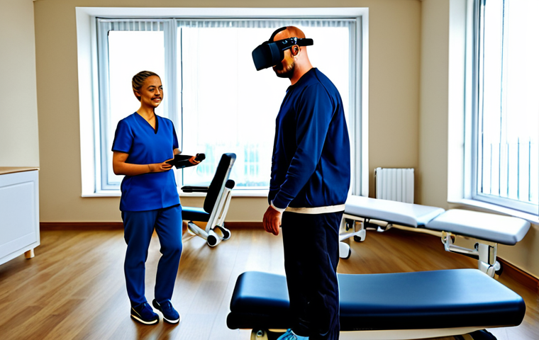 물리치료사의 최신 기술 도입 사례 - Tele-rehabilitation Consultation**

"A professional physiotherapist conducting a telehealth consulta...