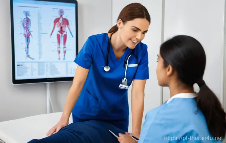 물리치료사의 실습생 관리 - **Prompt 1: Mentorship in a Modern Physiotherapy Clinic**
A bright, clean, and modern physiother...