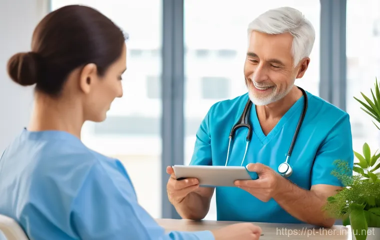 물리치료사의 직업적 성장 사례 - **Prompt 1: Innovative Telehealth Physiotherapy Session**
    "A professional, empathetic female phy...