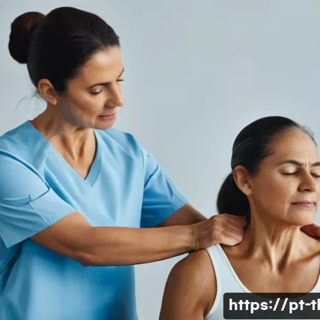 물리치료사의 전문적 도수치료 스킬 - A professional physical therapist performing a detailed manual muscle tension assessment on a middle...