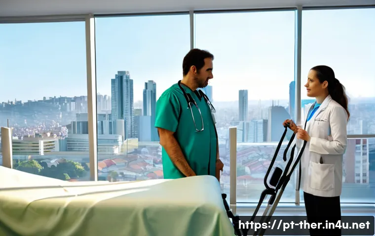 물리치료사의 연봉 비교 사례 - A professional physiotherapist in a modern S&atilde;o Paulo private hospital setting, wearing professional ...